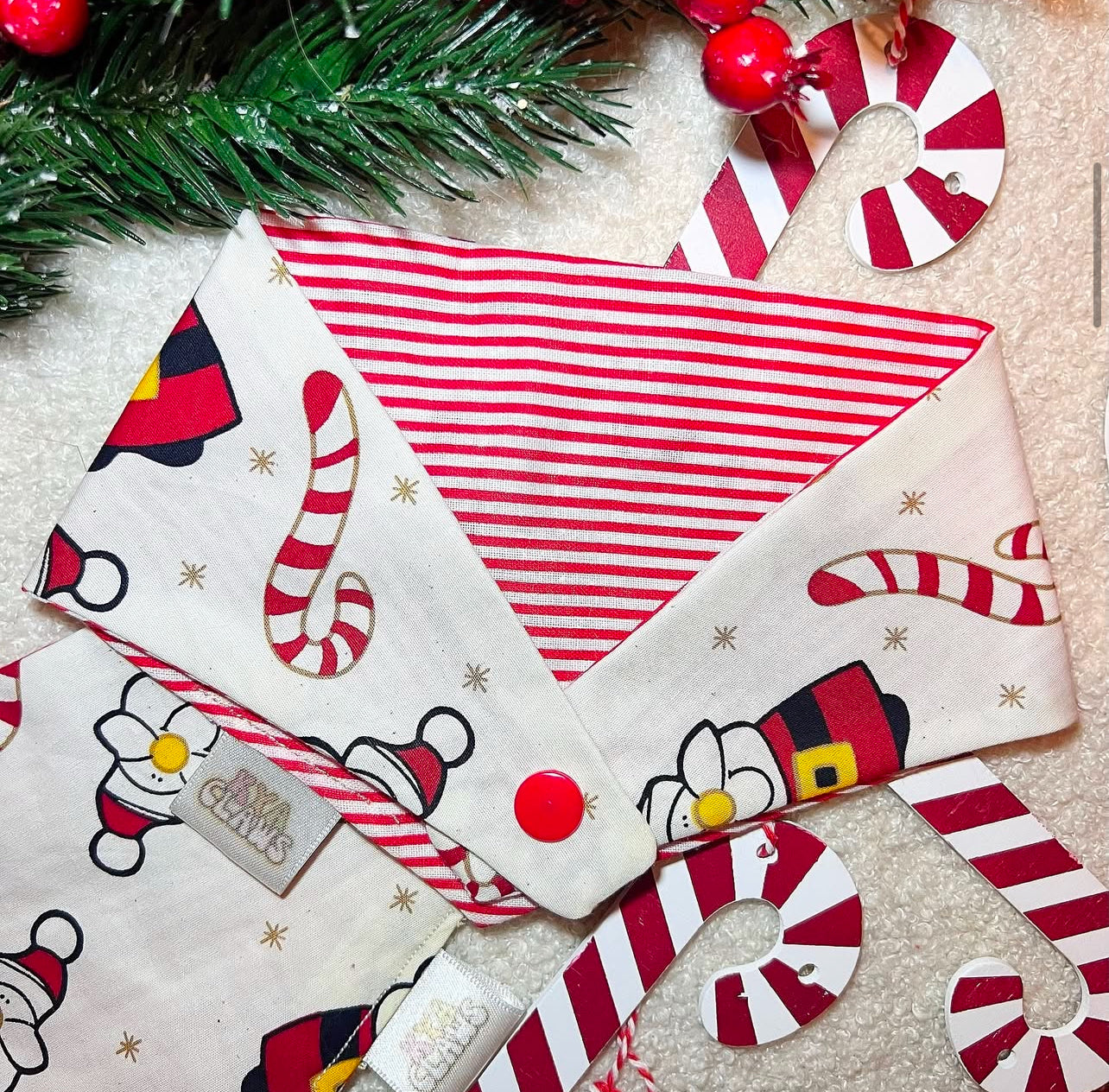 Candy Cane Reversible Pet Bandana